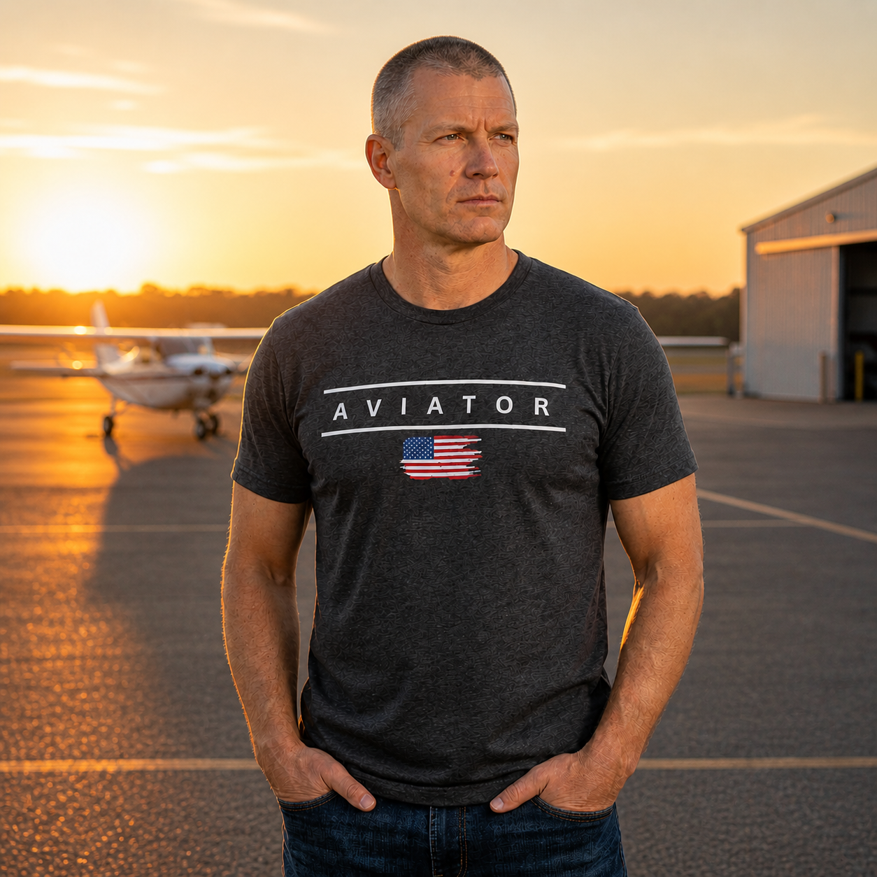 Short Final Apparel | Aviator Flag Tee